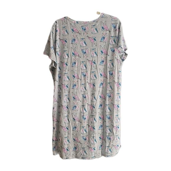Secret Treasures Gray Owl Print Sleepwear Sleepshirt Womans Plus Size 2X-3X - Picture 2 of 4